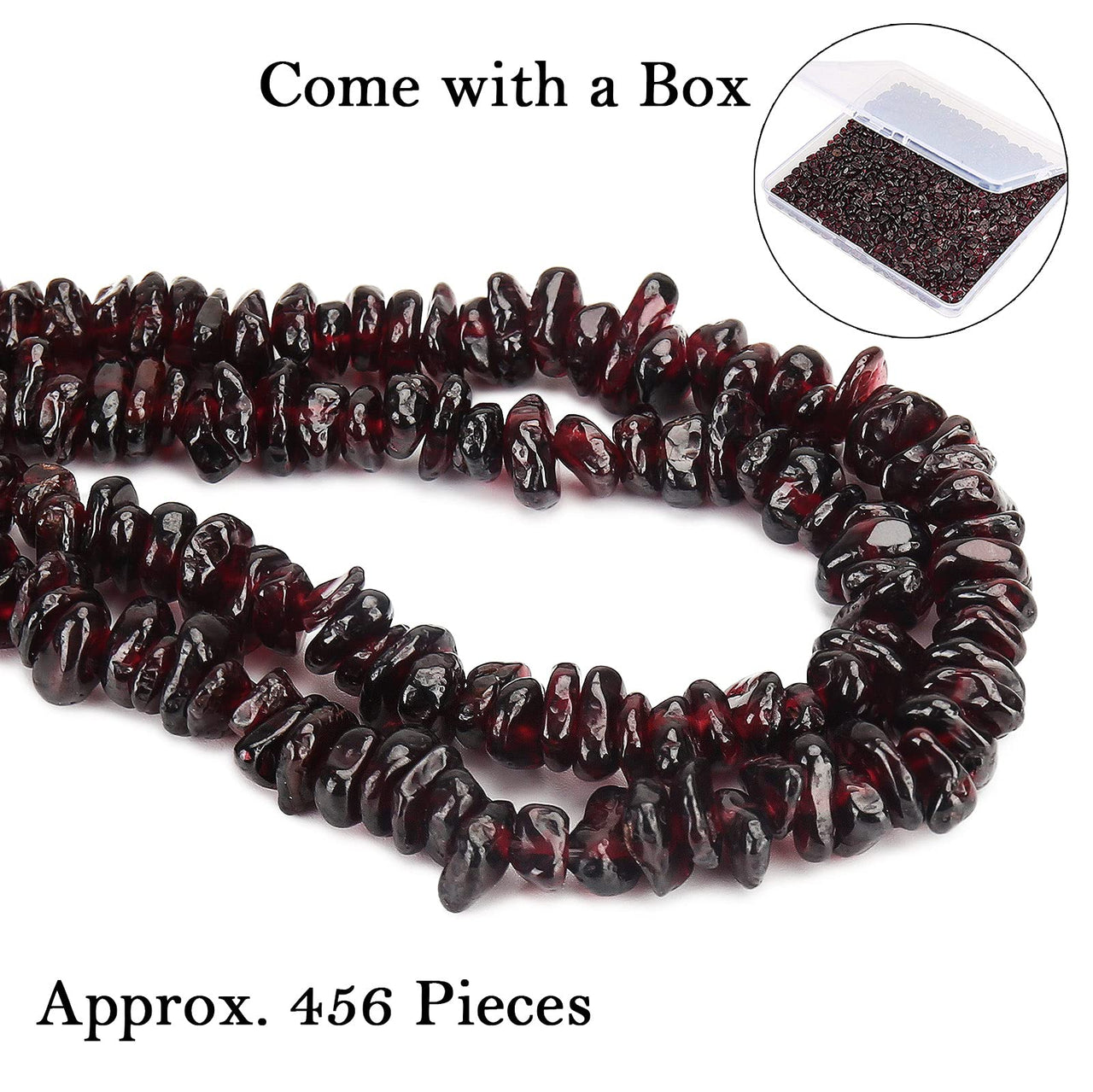 456 PCs Natural Chip Stone Beads, 5-8mm Irregular Multicolor Gemstones Loose Crystal Healing Garnet Rocks with Hole for Jewelry Making DIY Crafts