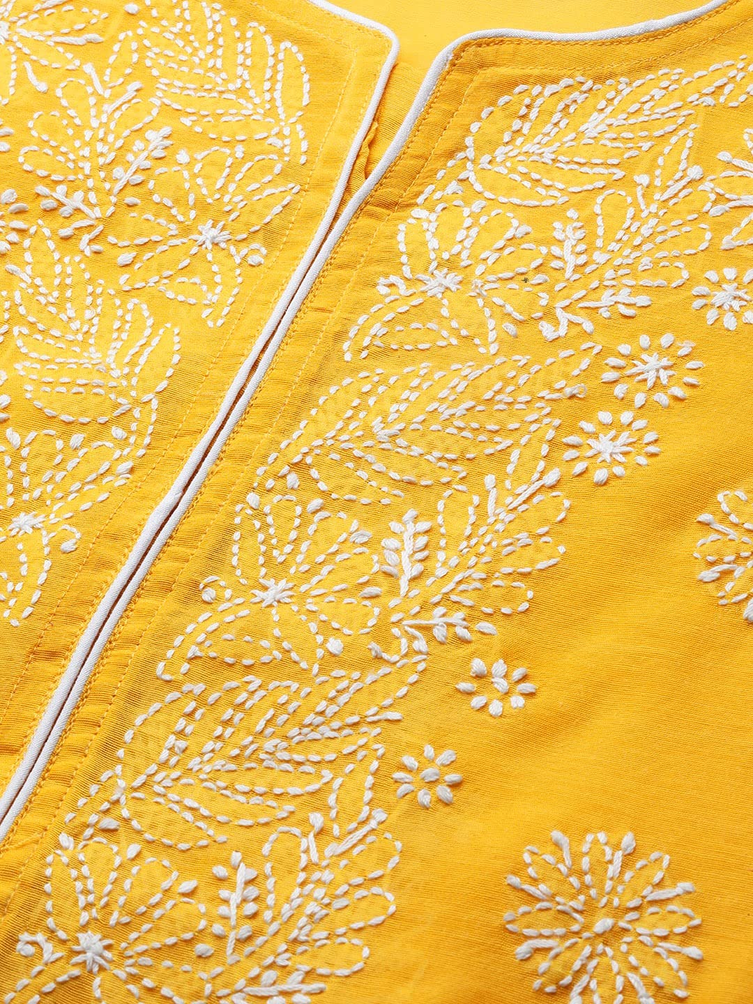 Ada Hand Embroidered New Lucknowi Chikankari Chanderi Kurta Kurti for Women A411175