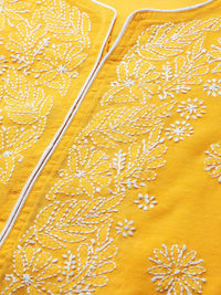 Ada Hand Embroidered New Lucknowi Chikankari Chanderi Kurta Kurti for Women A411175