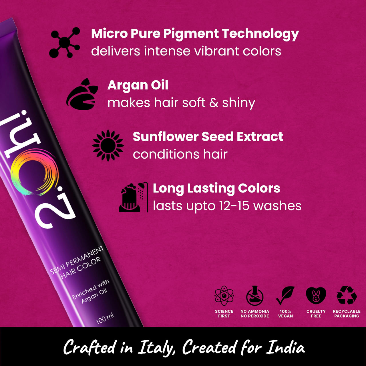 2.Oh! Italian- Pink Hair Color For Women & Men | Ammonia-Free DIY Semi Permanent Hair Color | Enriched with Argan Oil | Lasts upto 12-15 Washes