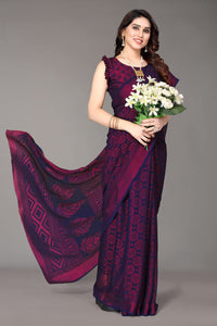 Winza Designer Women's  Chiffon Brasso Printed Saree with Blouse Piece (WDP Brasso Malini W)