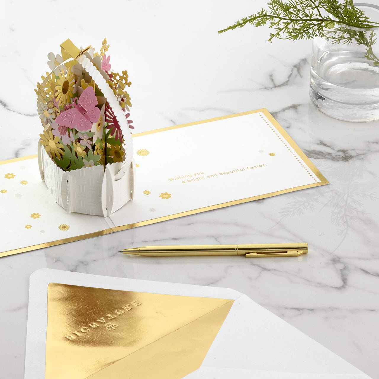 Hallmark Signature Paper Wonder Easter Pop Up Card (Easter Basket) Yellow, Pink and White