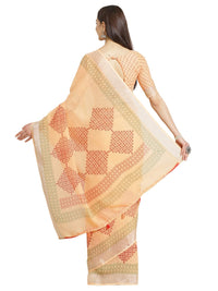 AKHILAM Women's  Linen Geometric Saree With Unstitched Boluse Piece