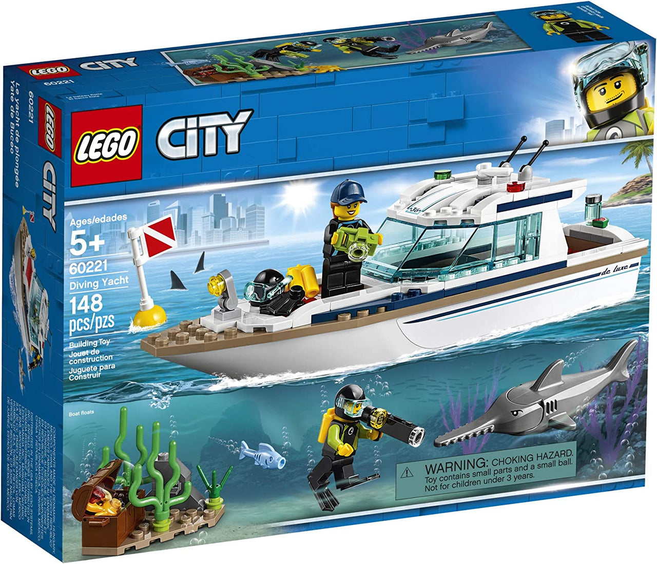 Open Box - LEGO City Great Vehicles Diving Yacht 60221 Building Kit (148 Pieces)