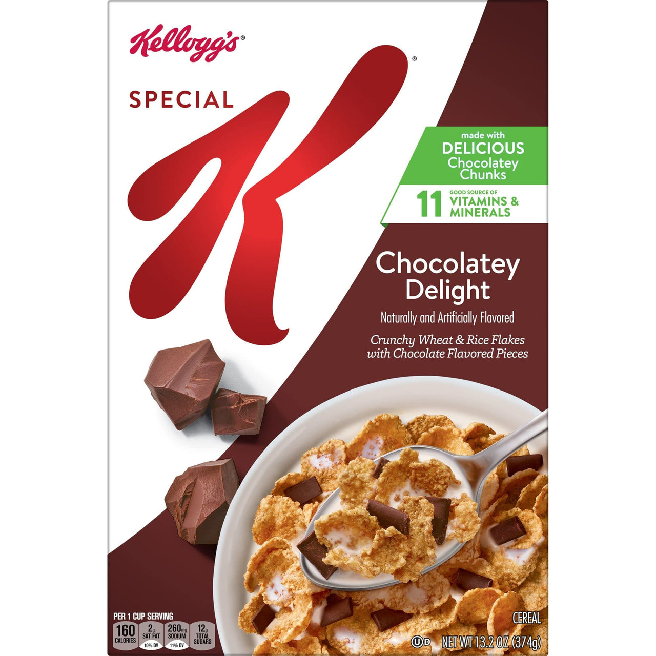 Special K Cold Breakfast Cereal, 11 Vitamins and Minerals, Chocolatey Delight, 13.2oz Box (1 Box)