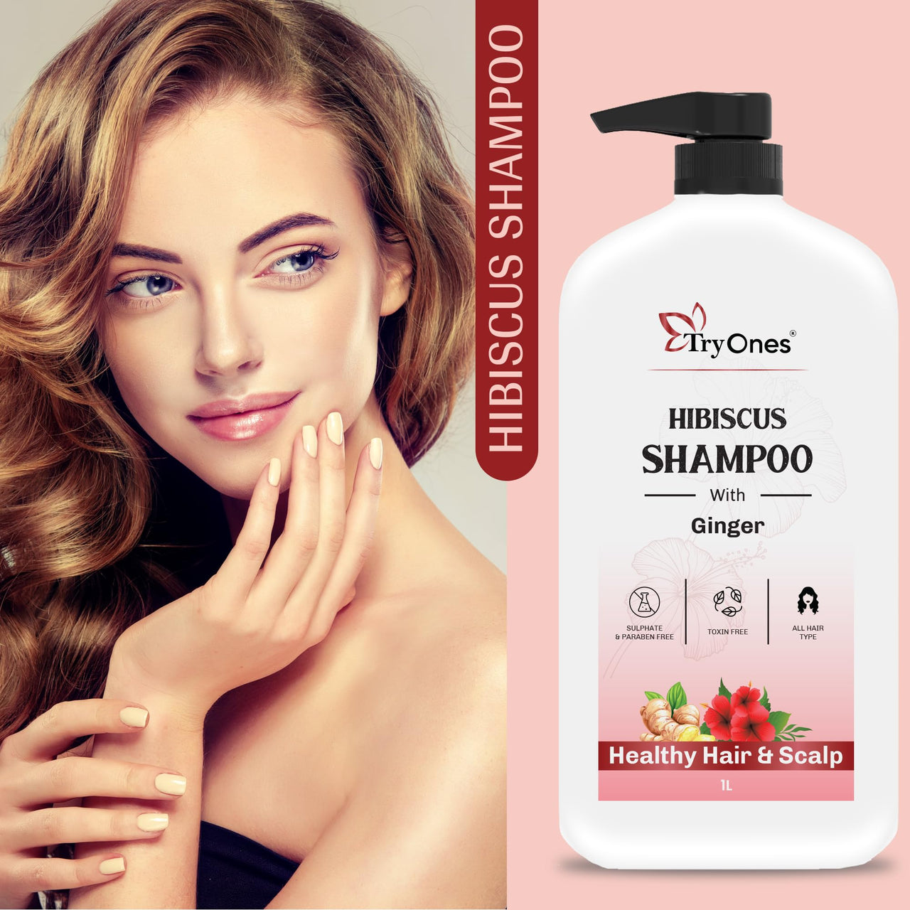 TryOnes HIBISCUS SHAMPOO Damage Repair With & Curry Leaves for Strong & Nourished Hair | For Dry & Frizzy Hair | For Smoother 1000 ml