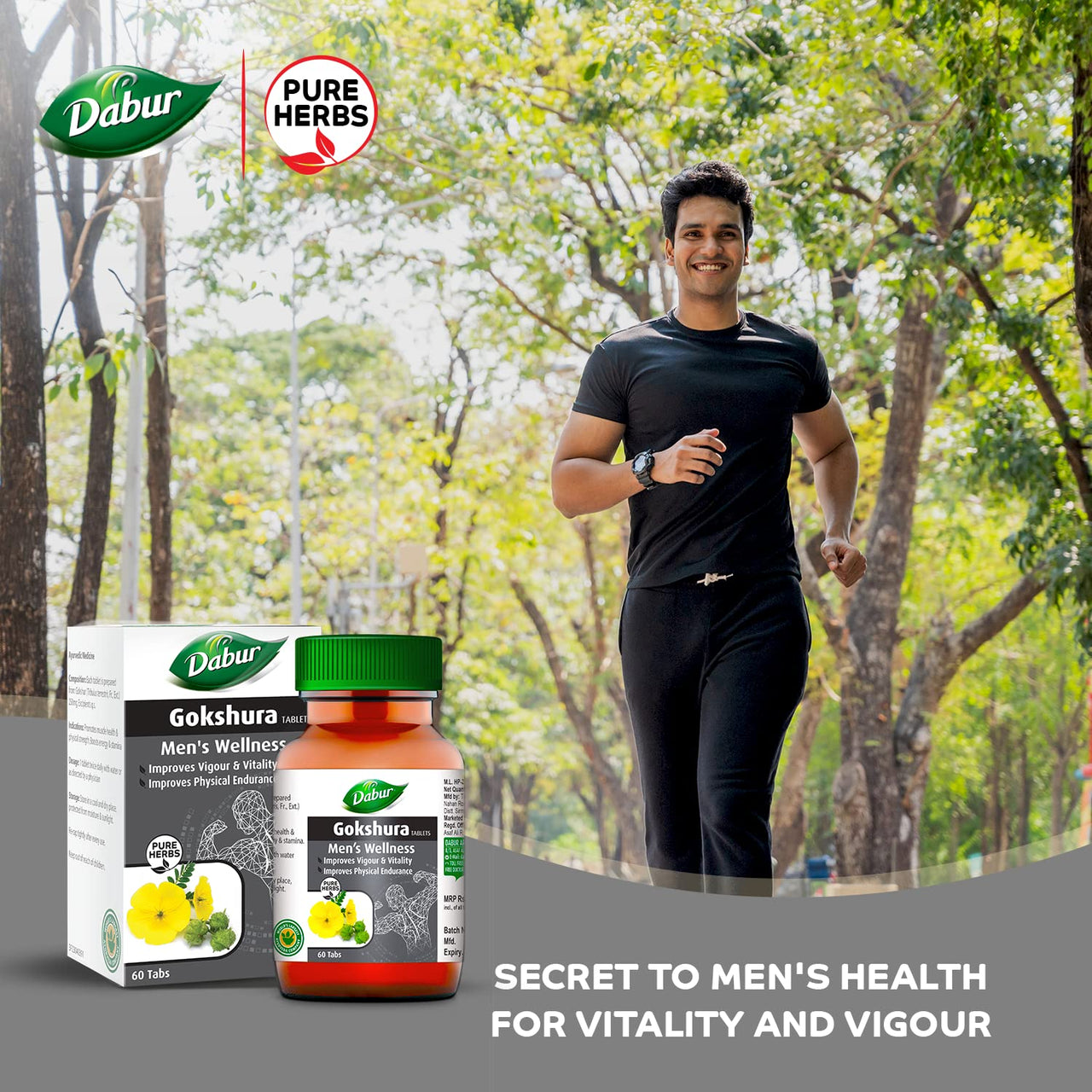 Dabur Gokshura Tablets - 60 Tablets | Boosts Vitality & Stamina | Supports Gut Health
