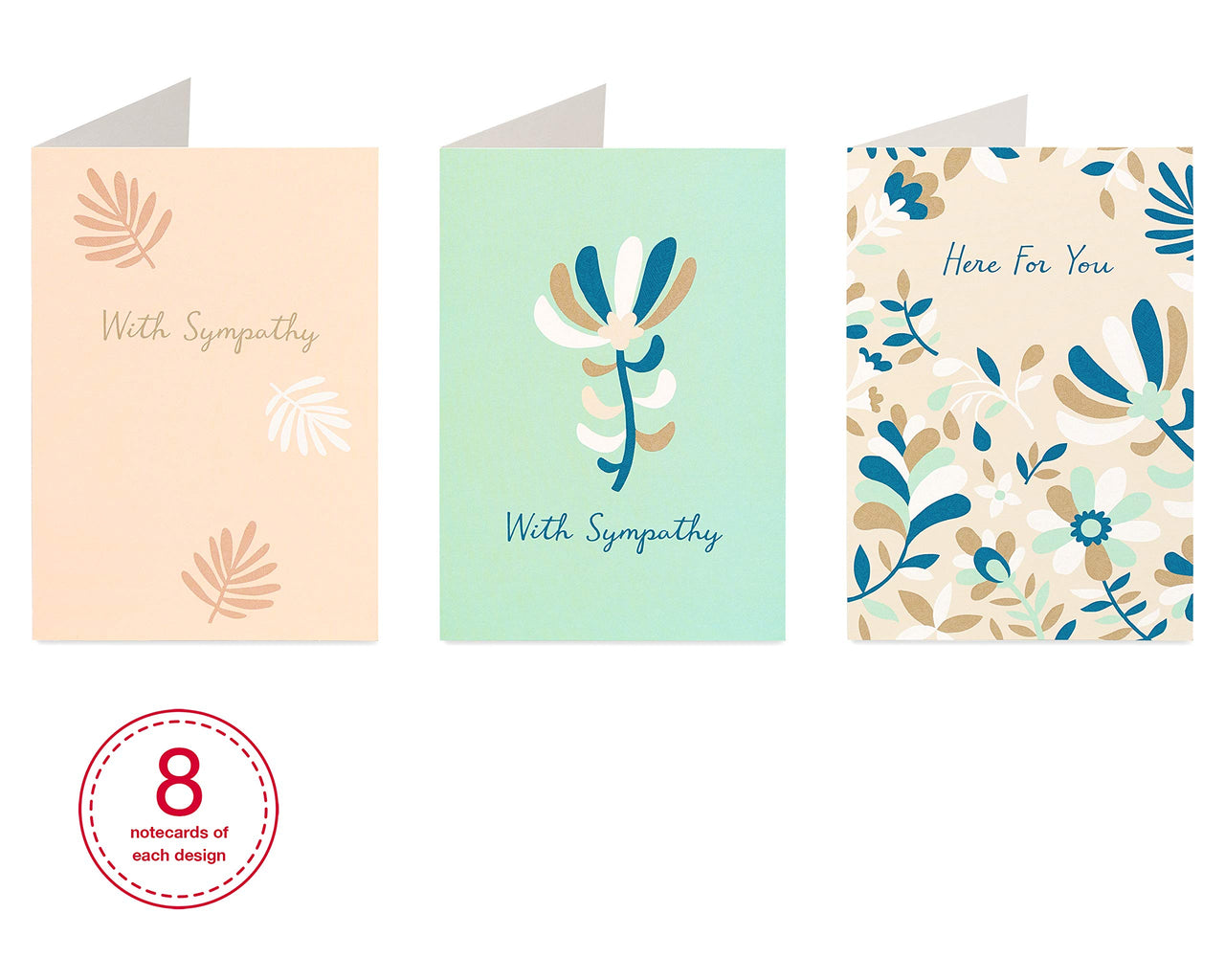 American Greetings Sympathy Cards Assortment, 6 Nature-Inspired Designs (48-Count)