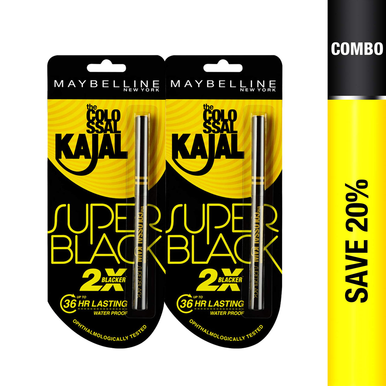 Maybelline New York Colossal Kajal, Super Black (Pack of 2 at 20% Off)