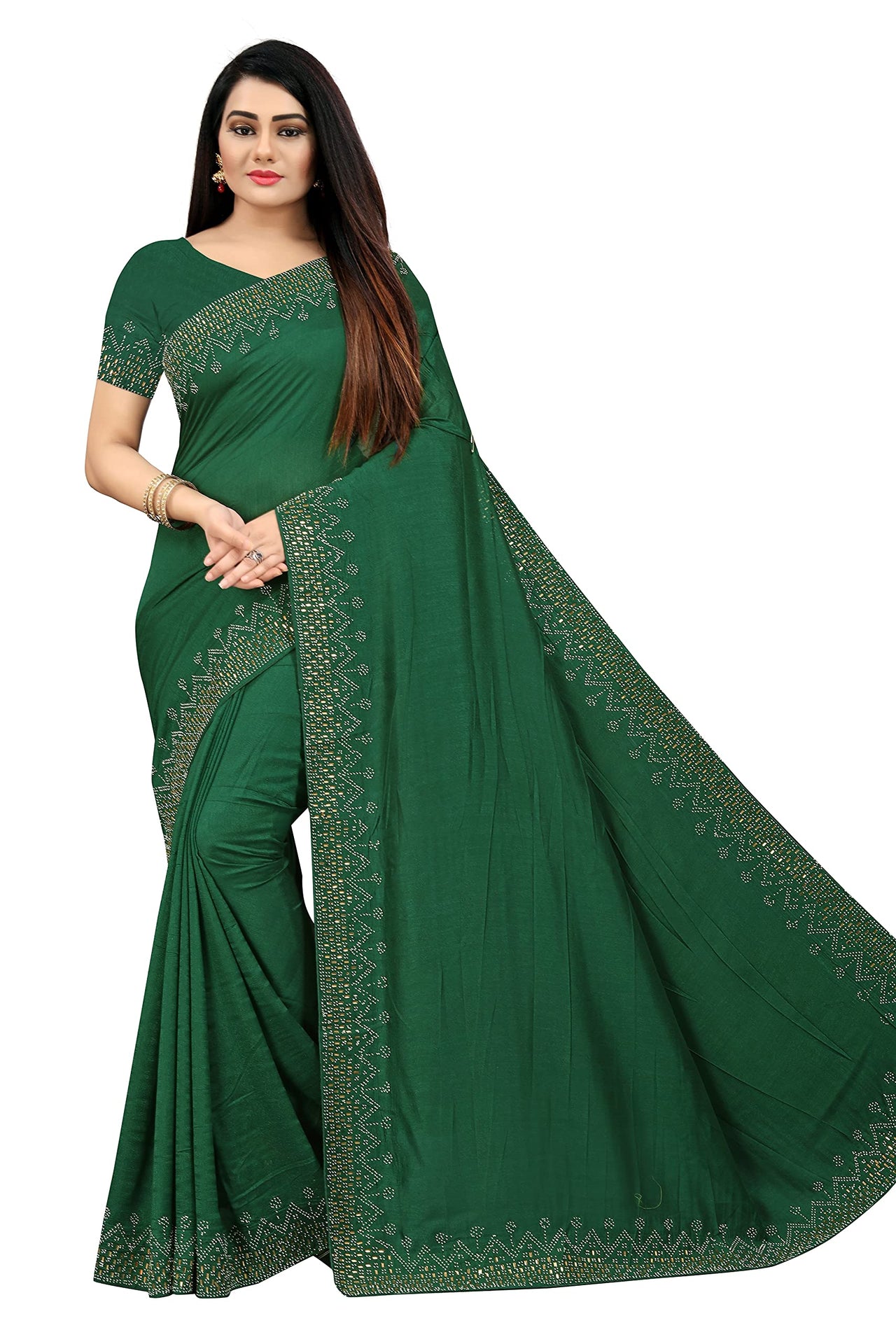 PUNYATHA CREATION Women's  & Girl's  Chanderi Chanderi Saree With Blouse Piece