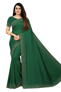PUNYATHA CREATION Women's  & Girl's  Chanderi Chanderi Saree With Blouse Piece