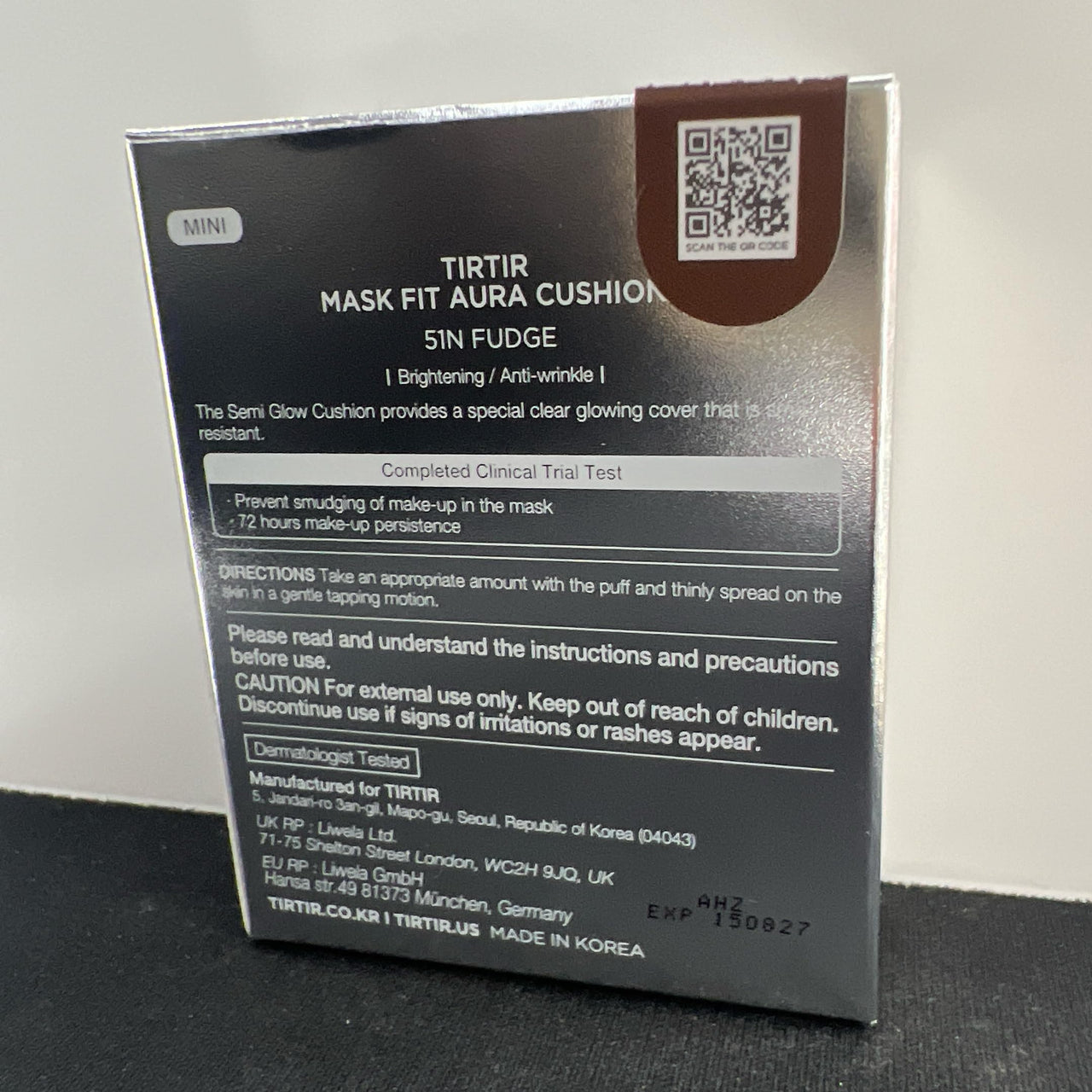 TIRTIR Mask Fit Aura Cushion Foundation, Full coverage, Skin fit, Satin Glow Finish, Korean Cushion Foundation #51N FUDGE, 4.5g