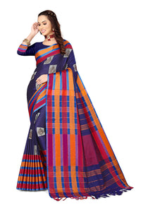 GRECIILOOKS Women's  Art Cotton Silk With Golden Border Printed Soft Silk Saree With Blouse Piece