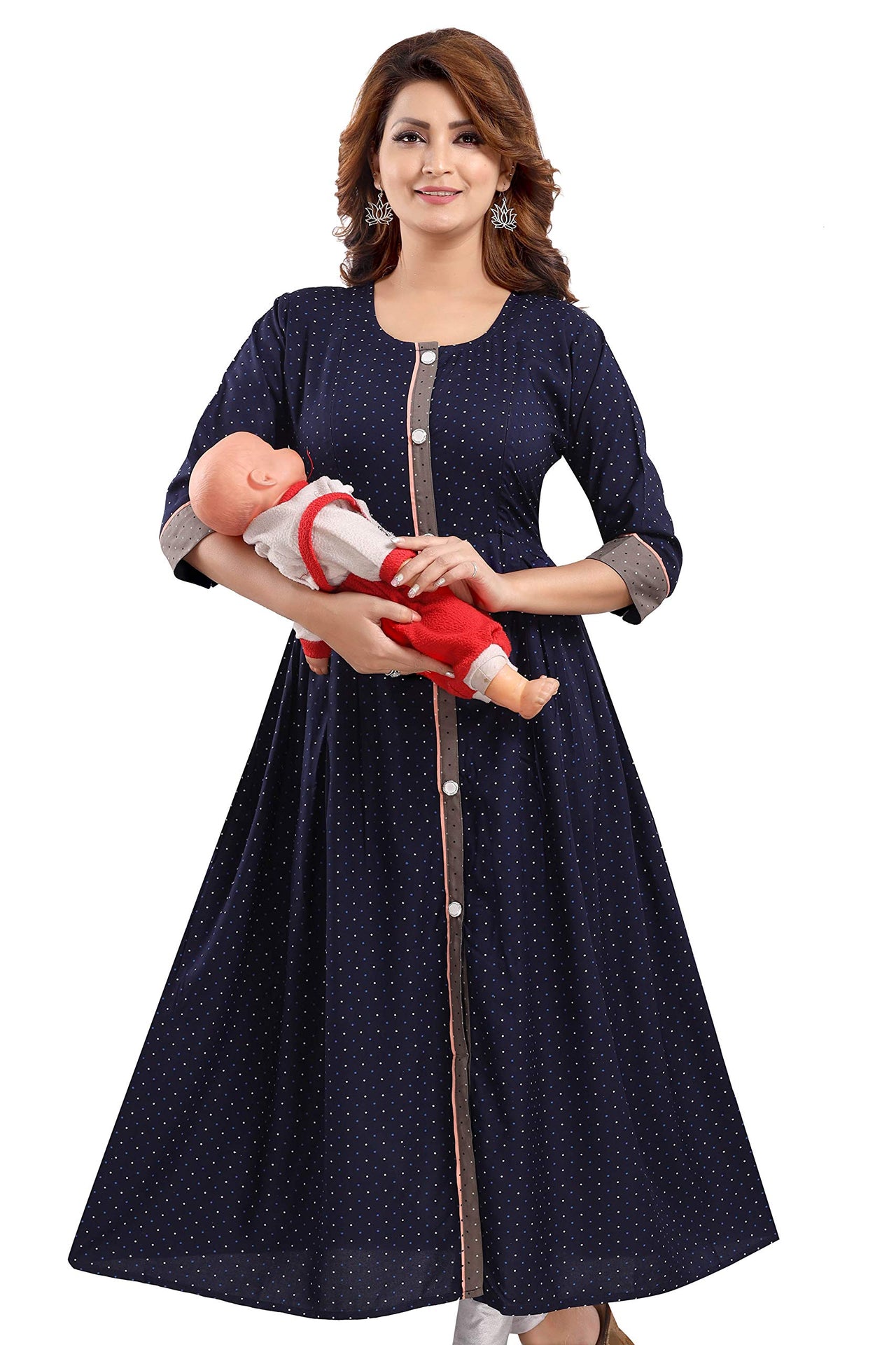 Priscilla RAYON COTTON FEEDING KURTIS FOR WOMEN WITH ZIPPERS 1122