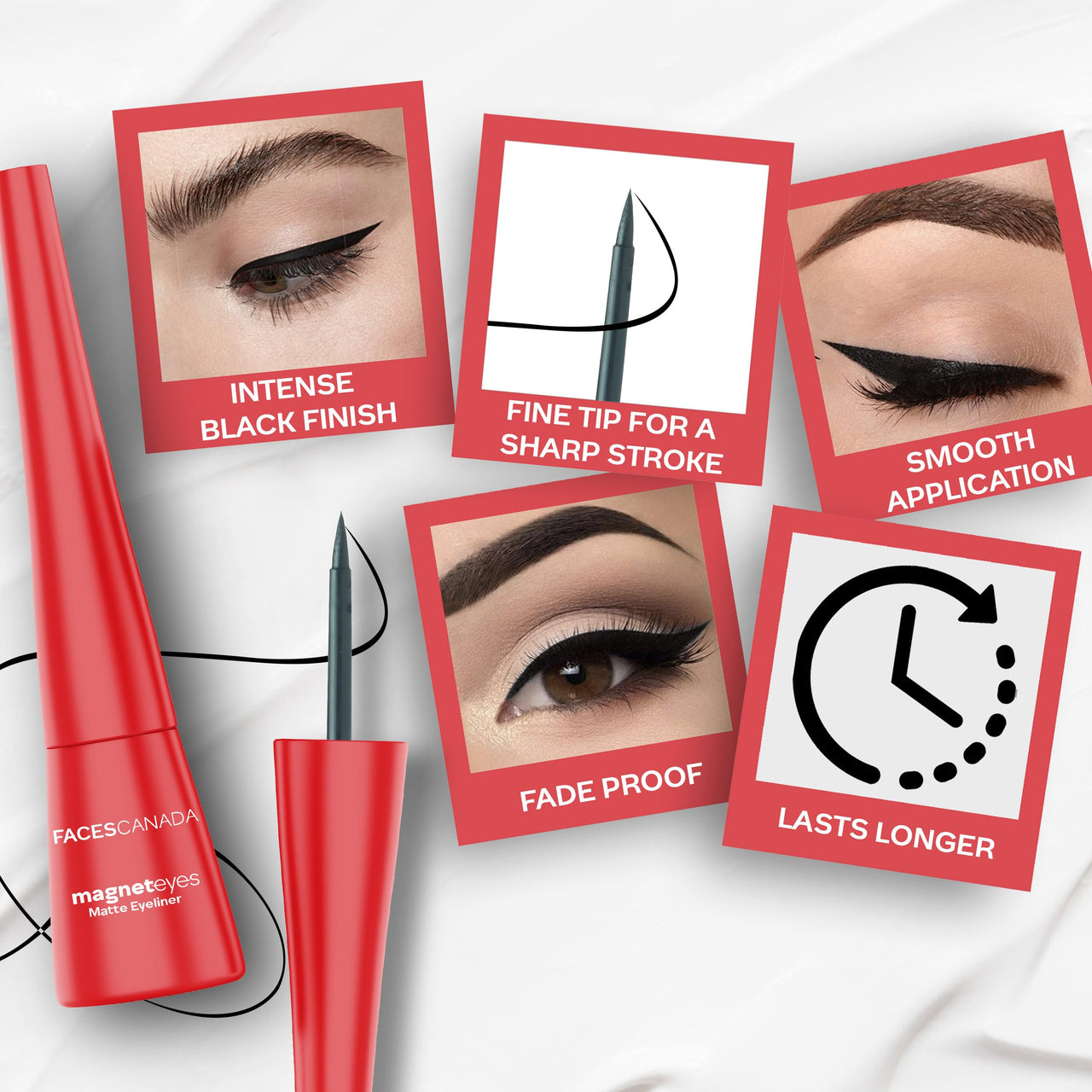 FACES CANADA Magneteyes Eyeliner - Black, 4.5ml | Intense Matte Finish | Quick Drying | 24HR Long Lasting | Fine Tip For Precise Smooth Application | Almond Oil Enriched | Waterproof | Smudgeproof