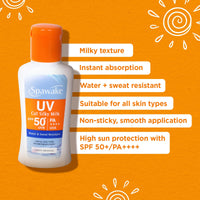 Spawake UV Cut Silky Milk Sunscreen SPF 50 PA++++ | No white cast, Sweat & Water-Resistant | Lightweight & Non-Sticky Formula| High Sun Protection