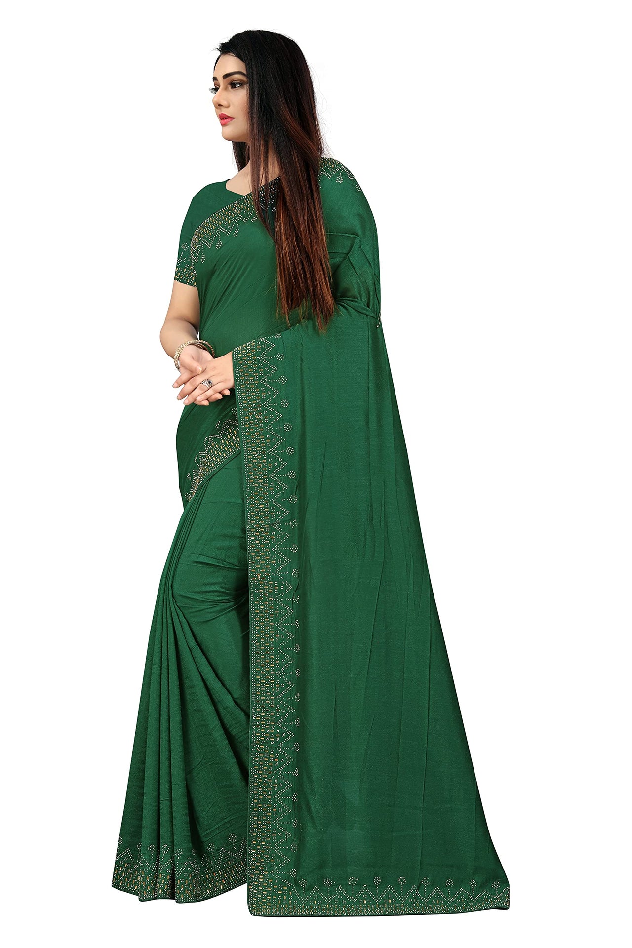 PUNYATHA CREATION Women's  & Girl's  Chanderi Chanderi Saree With Blouse Piece