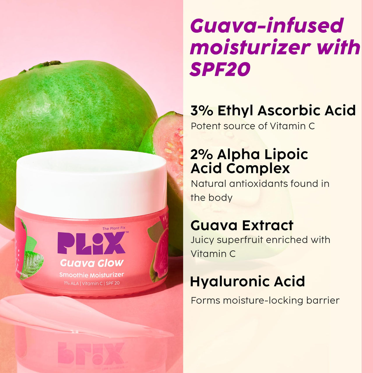 PLIX - THE PLANT FIX Guava & Roses Regime for Bright Skin & Balanced Skin pH| Hydrating Cleanser| 2-in-1 Toner Serum| Smoothie Moisturizer| Invisible Sunscreen Gel With SPF 50+ PA +++| For Men & Women| Pack of 4