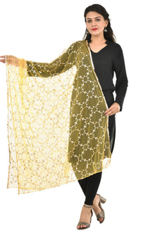 YOUTHQUAKE Heavy Embellished Plastic Mirror Net Dupatta for Womens & Girls