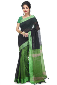 BENGAL HANDLOOM Women's  Art Silk Cotton Stripe Saree With Blouse Piece