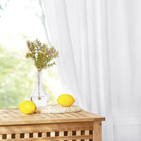 NICETOWN Kitchen Window Curtains, Rod Pocket Semi Sheer Linen Drapes Short Small Curtains Privacy Protection with Light Filtering for Bathroom/Cafe, White, W42 x 45