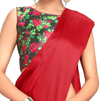 Cloud walker Women Soft Satin Silk Saree With Digital Printed Unstiched Blouse Piece(5.5m Saree +0.8m Blouse Piece).