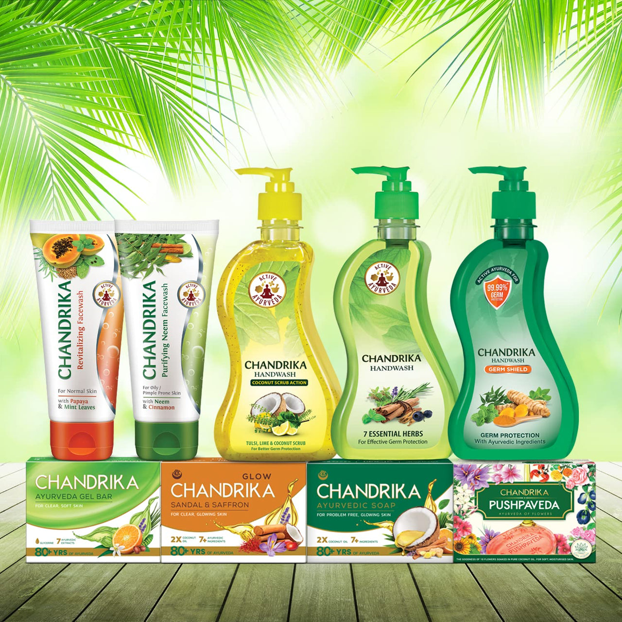 Chandrika Glycerine Soap Pack of 6, 125g each And Ayurvedic Handmade Soap, 125g (Pack of 6)