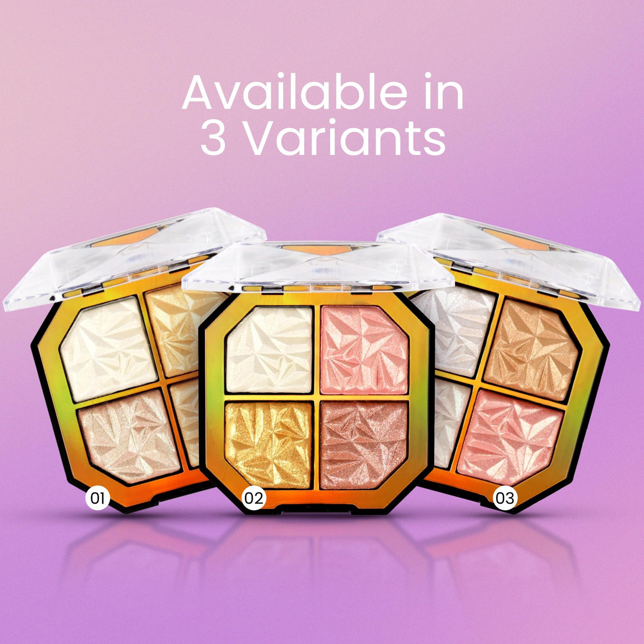 Seven Seas Moon Face Shimmery Highlighter & Eyeshadow Palette | Highly blend-able | Highlighter Palette For Women (Multicolor 03, 12g)