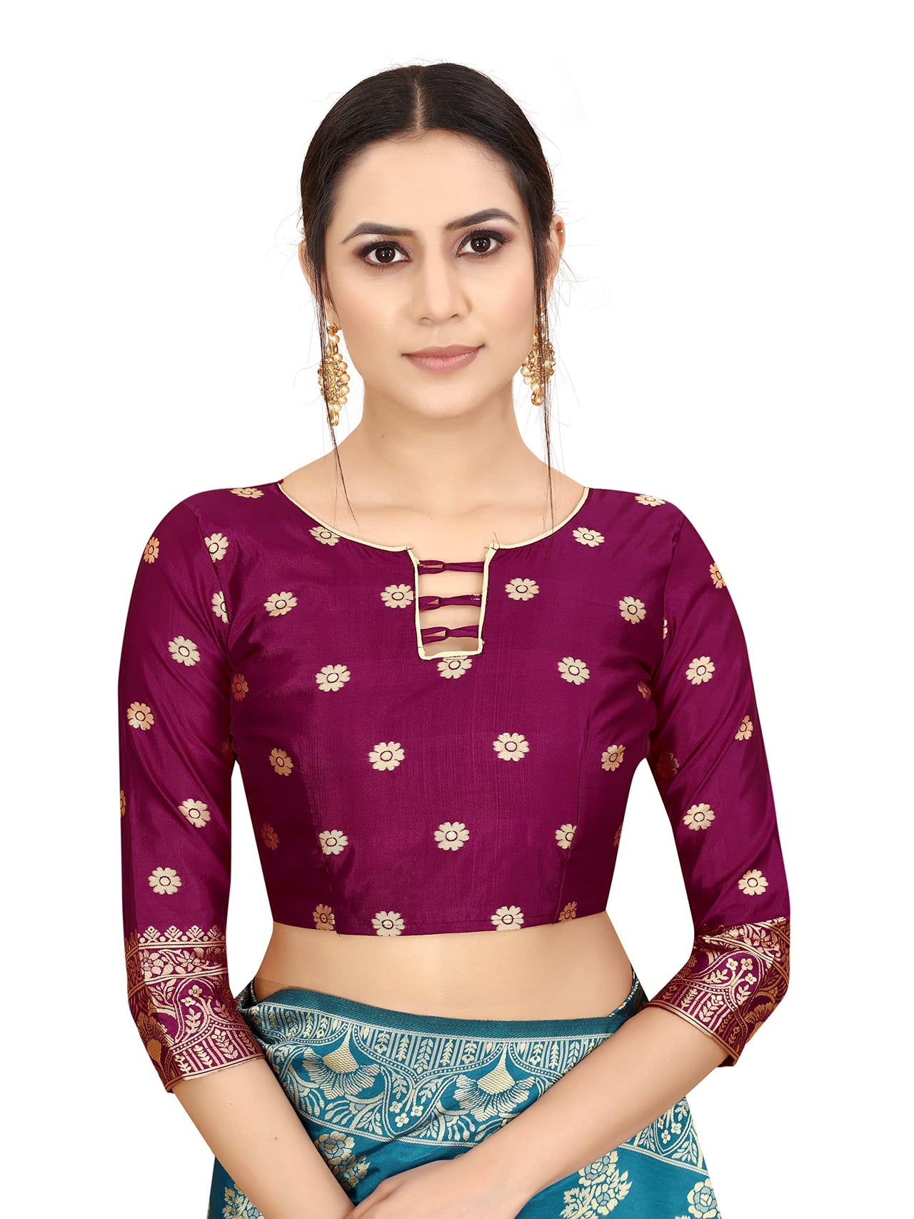 SATYAM WEAVES Women's  Banarasi Cotton Silk Saree With Blouse Piece