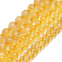 70PCS Natural 8MM Healing Gemstone, Citrine Energy Stone Round Loose Beads, Semi-Precious Crystal Beads with Free Elastic String for Jewelry Making DIY