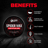 Beardo Spider Wax Hair Styling Web 75g | Web Effect, Texture, Volume, Sculpting, Flexible Hair Wax | Strong Hold, Natural Shine | Long-lasting Hair Fibre