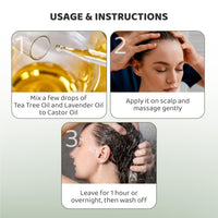 Rey Naturals Cold Pressed Castor Oil For Hair Growth (200ml), Tea Tree Oil For Hair and Lavender Oil For Hair Growth & Shiny Hair (15ml Each) | Lavender Essential Oil DiffuserTea tree Oil For Face &