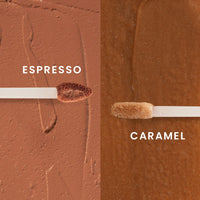 Koe Beauty Double Dip | Espresso & Caramel | Deep Bold Brown Matte Lipstick (2ml) Plus Rich Golden Glaze Buttery Finish Lip Topper (2ml) | Perfect Balance of Color & Shine