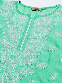 Ada Hand Embroidered New Lucknowi Chikankari Chanderi Kurta Kurti for Women A411175