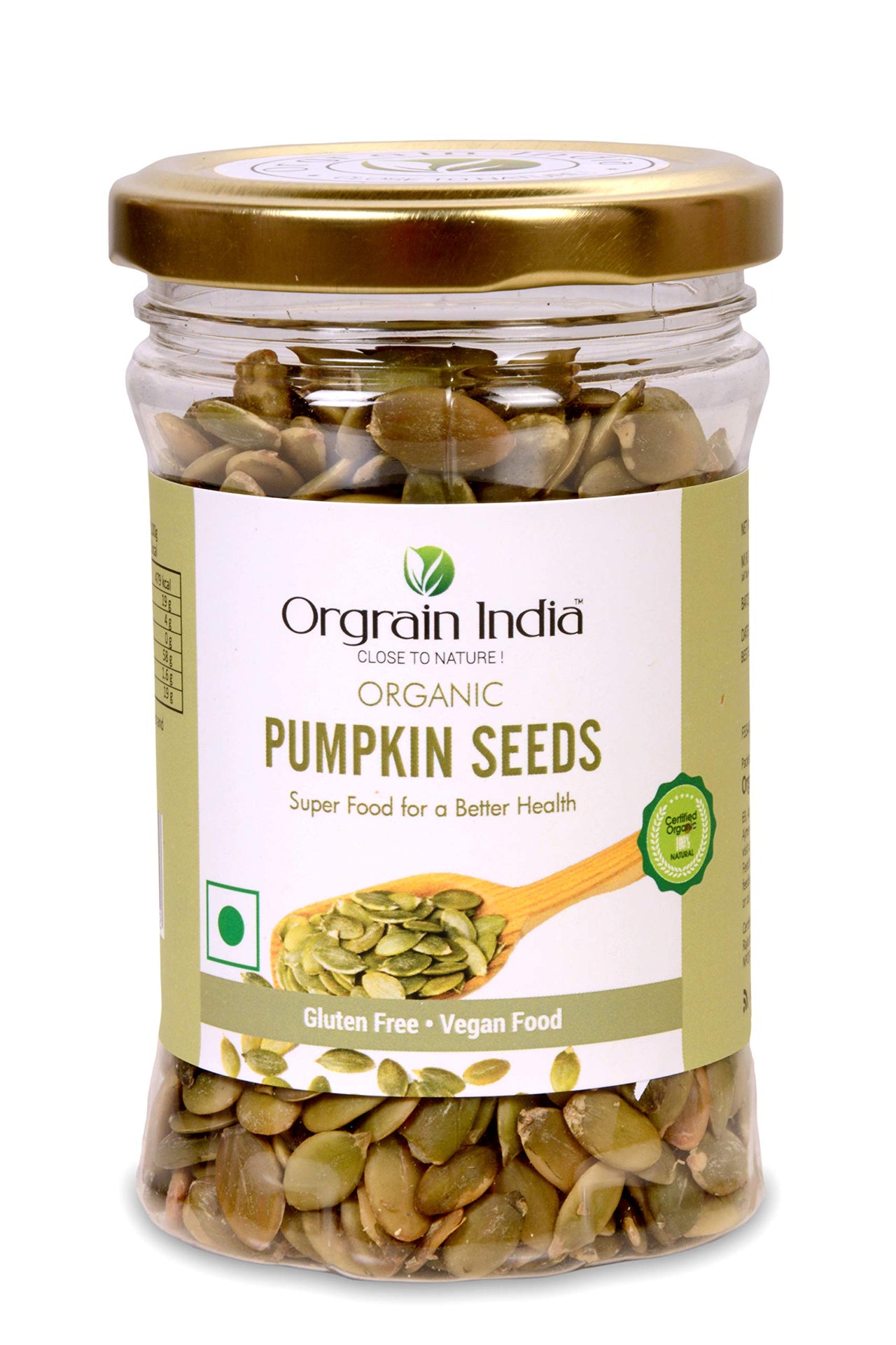 Orgrain India Organic Pumpkin Seeds, 140g | Rich in Protein & Fiber | Diet Snacks | Helps In Boosting Immunity | AAA Grade Pumpkin Seeds for Eating | Pumpkin Seeds for Weight Loss