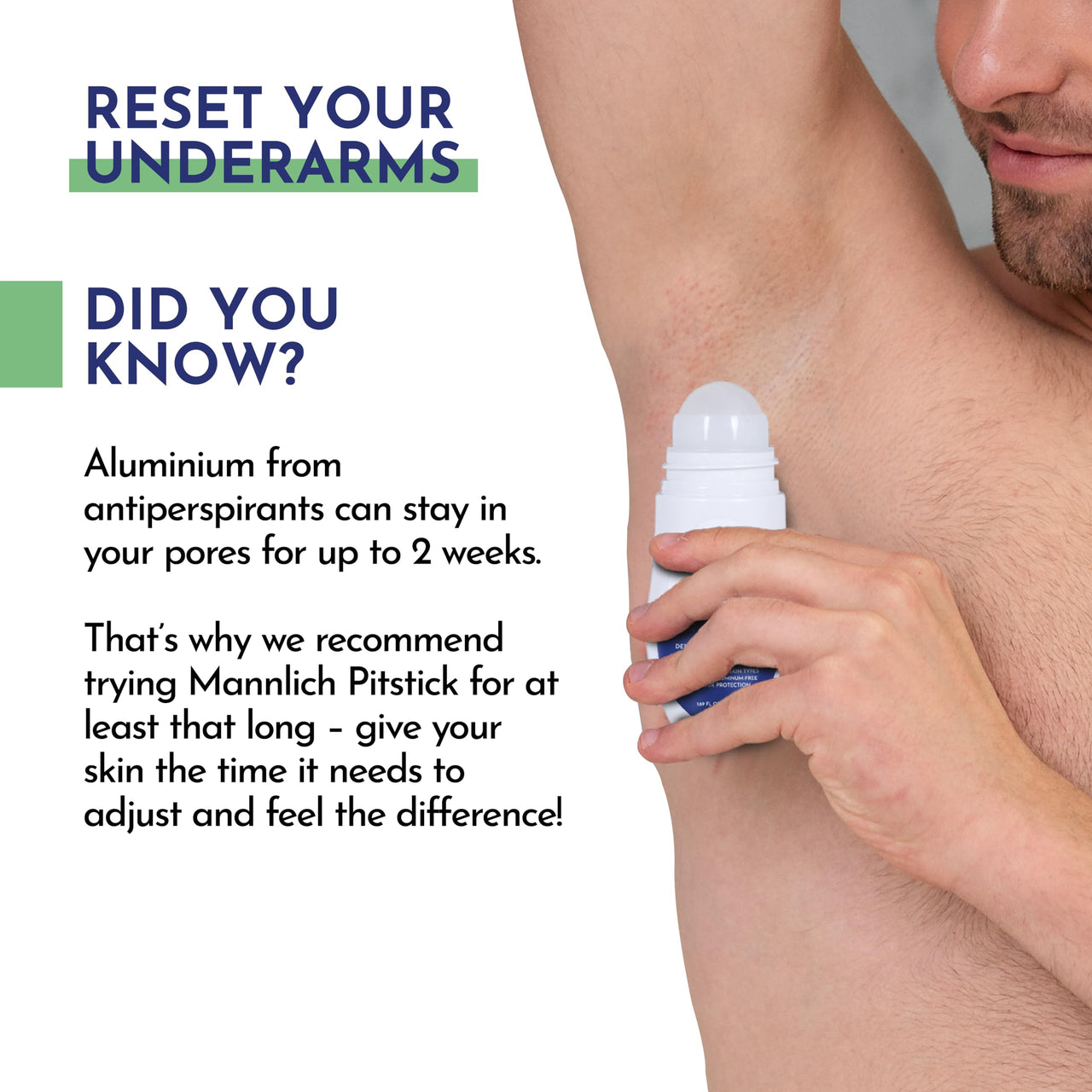Mannlich Underarm Roll-On for Men, 2% Kojic & Salicylic Acid, Lactic Acid, Alpha Arbutin, 4% AHA & BHA | Brightens Skin, Reduces Pigmentation, Exfoliates & Prevents Body Odor | Alcohol & Aluminum Free, Dermatologically Tested- 50ml