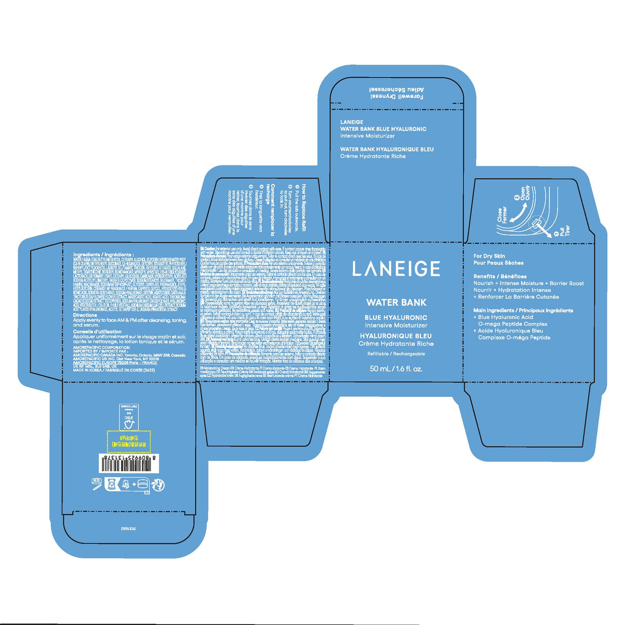 LANEIGE Water Bank Hyaluronic Acid Intensive Moisturizer Cream for Extreme Dry Skin | Moisturizer for Face | Lightweight Formula | Face Cream for Men and Women | Korean Skincare-50ml