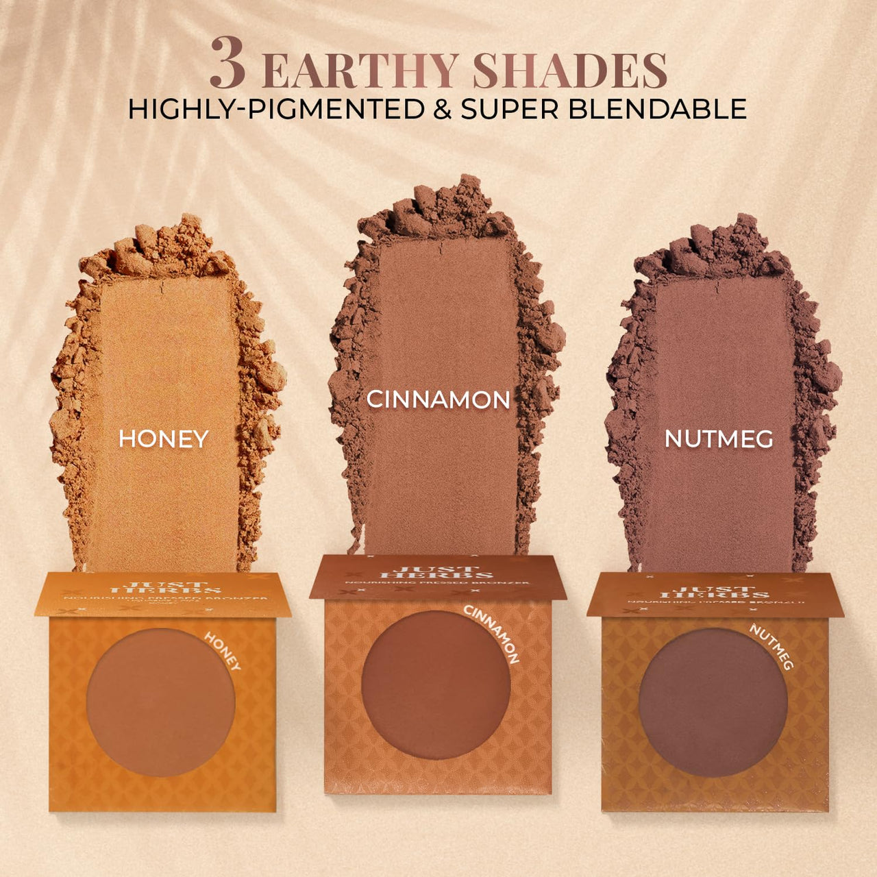 Just Herbs Nourishing Pressed Bronzer Liquorice + Cica for Face Makeup 3.5g (Nutmeg, 3.5)