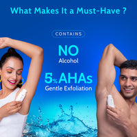 Chemist at Play UnderArm Roll-On with 5% AHA, Lactic Acid & 1% Mandelic Acid | Prevents Body Odour, Brightens Skin & Exfoliates Underarm | Fades Pigmentation & Kills Bacteria | For Sensitive Skin | Aqua Fragrance | Alcohol Free - 75ml