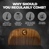 Beardo Compact Wooden Comb | Style your beard hassle-free | Pocket-size Elegant Comb for hair & Beard styling | Light Weight For Healthy & Stylish Beard