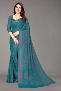 Winza Designer Women's  Chiffon Brasso Printed Saree with Blouse Piece (WDP Brasso Malini W)