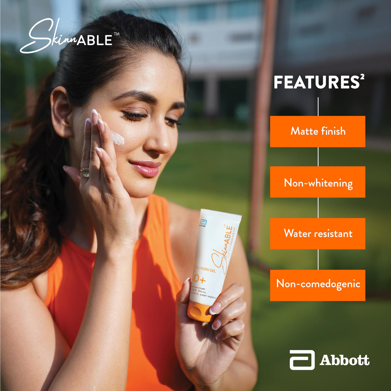 Skinnable Abbott Sunscreen Gel Spf 30+,Uva/Uvb Protection,Pa+++,Matte Finish,Non Whitening,Water Resistant,Non Comedogenic,Sunscreen For Oily,Dry,Combination,Sensitive Skin For Women&Men 50G