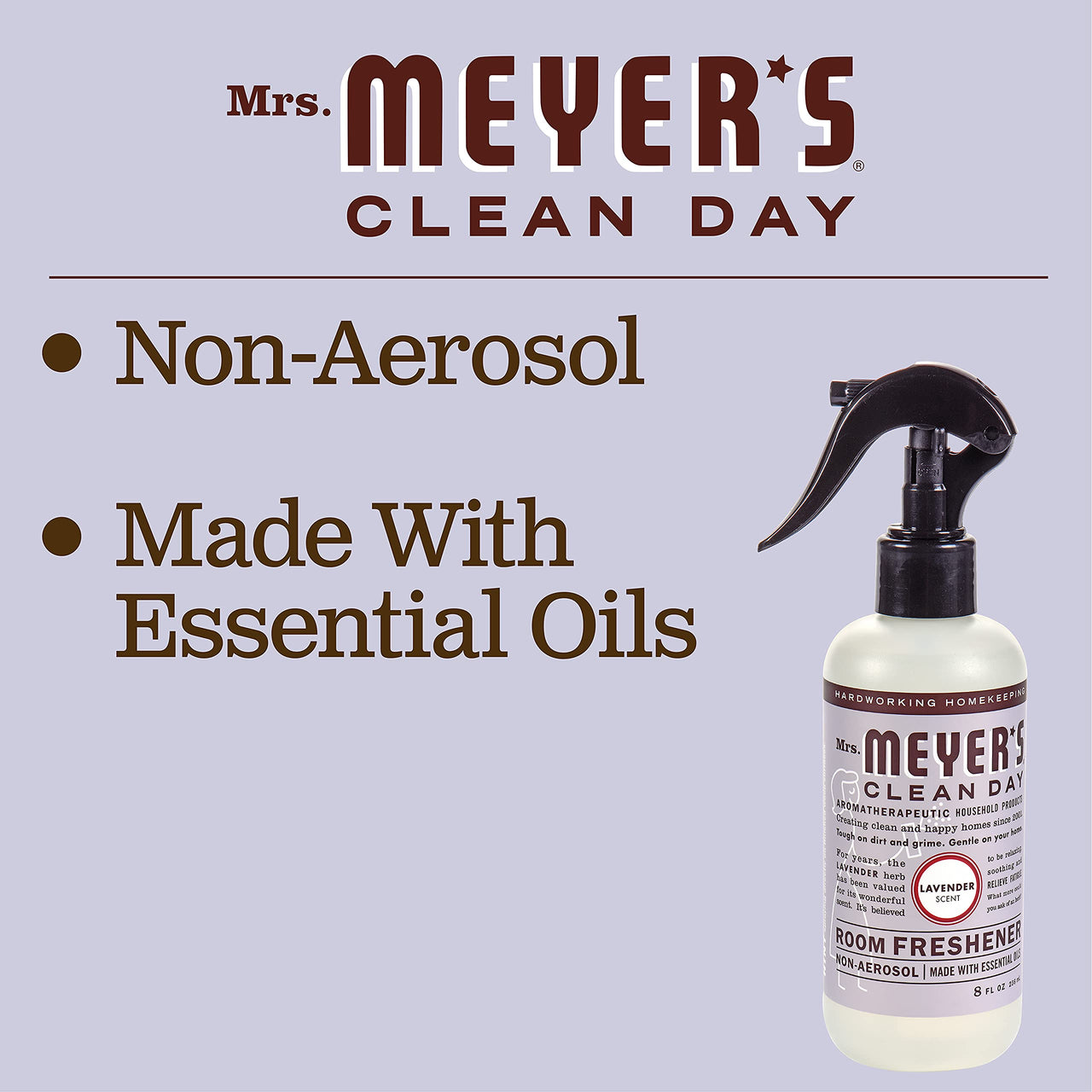 MRS. MEYER's CLEAN DAY Room and Air Freshener Spray, Non-Aerosol Spray Bottle Infused with Essential Oils, Lemon Verbena, 8 fl. oz - Pack of 3 8 Fl Oz (Pack of 3)