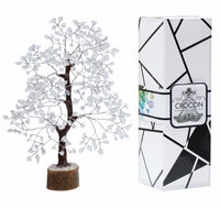 Clear Quartz Gemstone Tree of Life - Handmade Crystal Tree for Positive Energy, Chakra Money Tree Bonsai - Feng Shui Decor, Healing Crystals - Attract Good Luck, Meditation Accessories, Spiritual Gift Clear Quartz (Silver Wire)