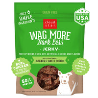 Cloud Star Wag More Bark Less Chicken & Sweet Potato Recipe Grain-Free Jerky Dog Treats 10 Ounce Bag, Model: 693804191113