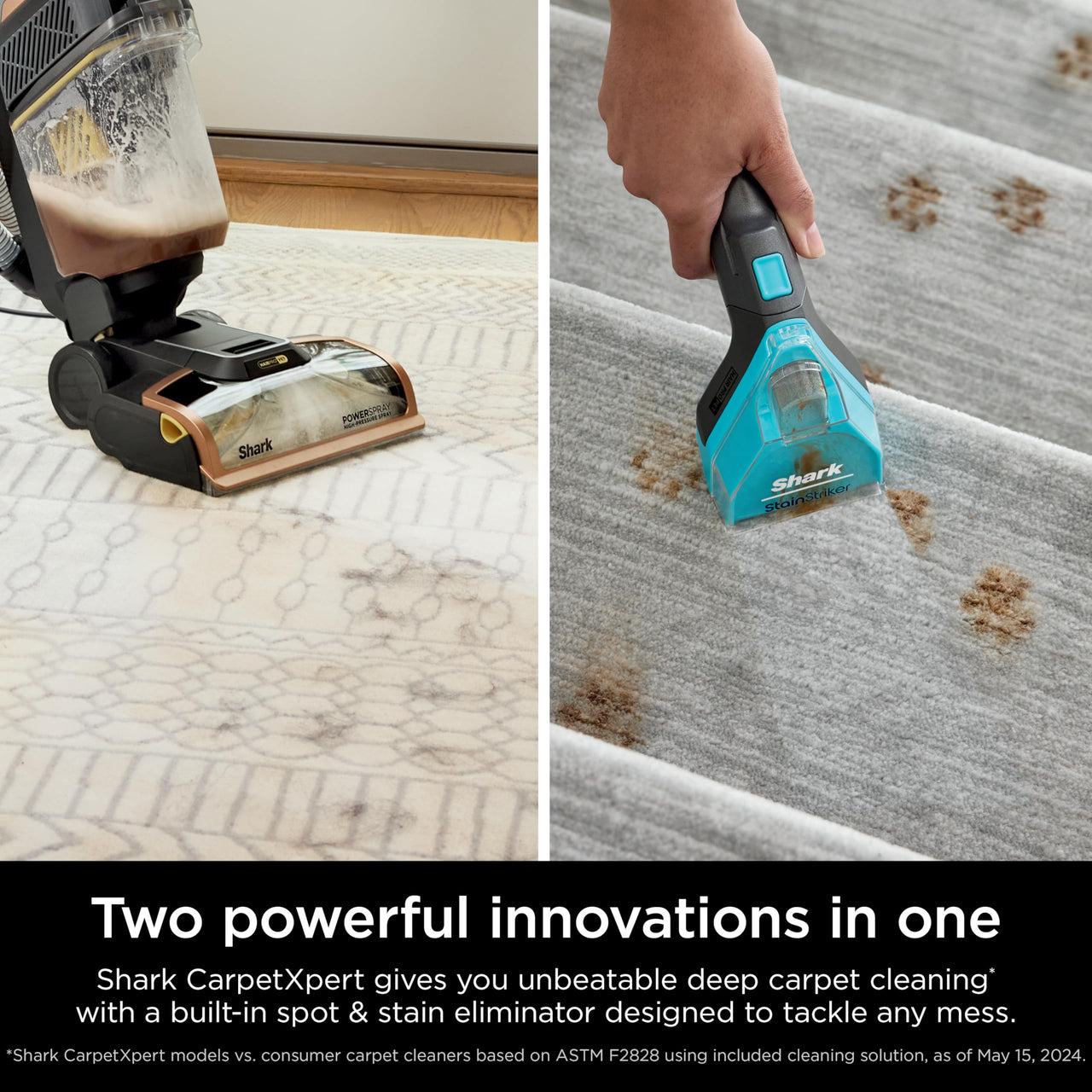 Shark EX201 CarpetXpert Upright Carpet, Area Rug & Upholstery Cleaner with StainStriker, Built-in Spot & Stain Cleaner, Perfect for Pets, Deep Cleaning & Tough Stain Removal, Carpet Shampooer, Cyan Shark CarpetXpert with StainStriker
