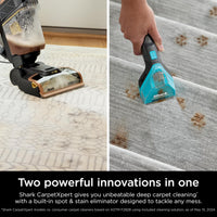 Shark EX201 CarpetXpert Upright Carpet, Area Rug & Upholstery Cleaner with StainStriker, Built-in Spot & Stain Cleaner, Perfect for Pets, Deep Cleaning & Tough Stain Removal, Carpet Shampooer, Cyan Shark CarpetXpert with StainStriker
