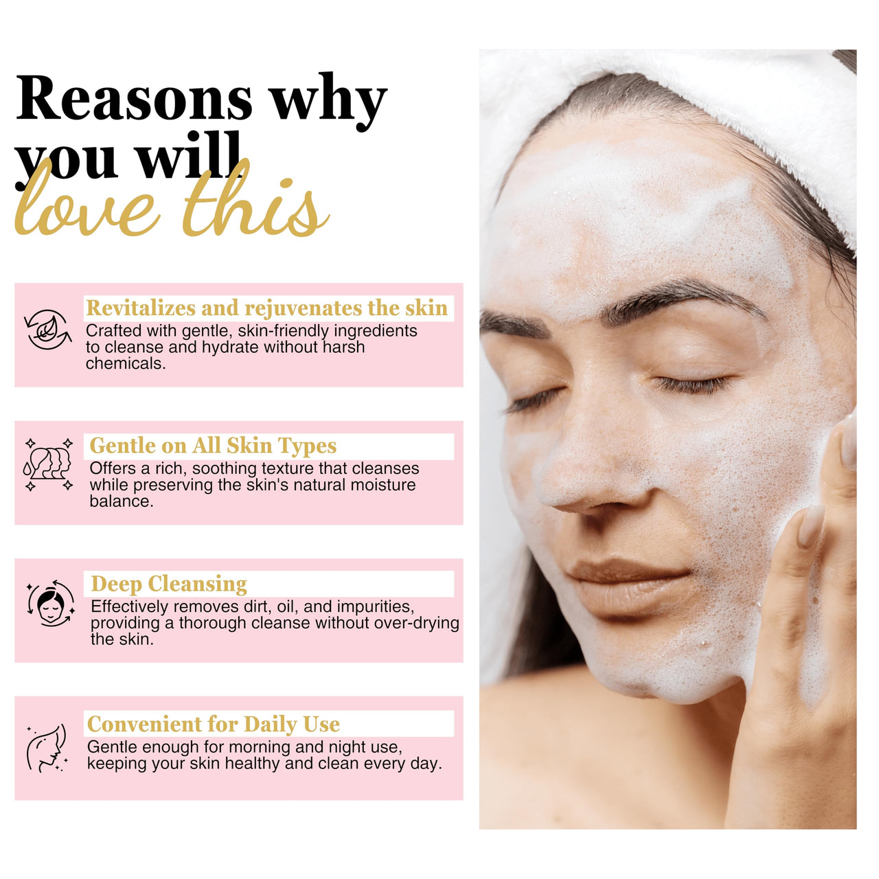 Nature’s Kinn Rose, Camomile & Jasmine Cloud Cleanse Foaming Facewash | Hydrating & Soothing | With Niacinamide, Hyaluronic Acid & Gotu Kola | Sulphate-Free, Paraben-Free, Alcohol-Free | 100ml