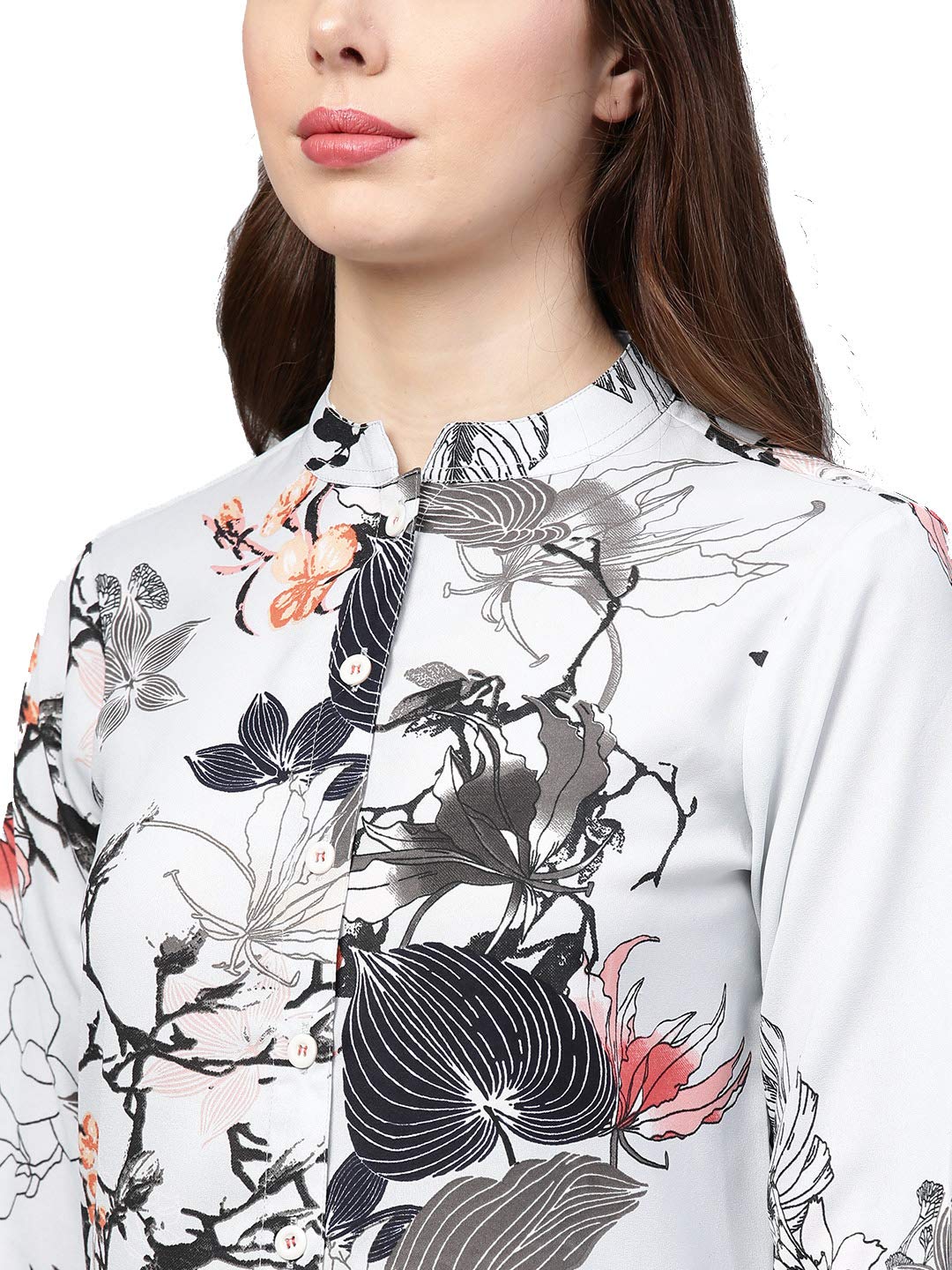 Jompers Women's  A-Line Crepe Georgette Kurta (Blue)