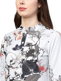 Jompers Women's  A-Line Crepe Georgette Kurta (Blue)